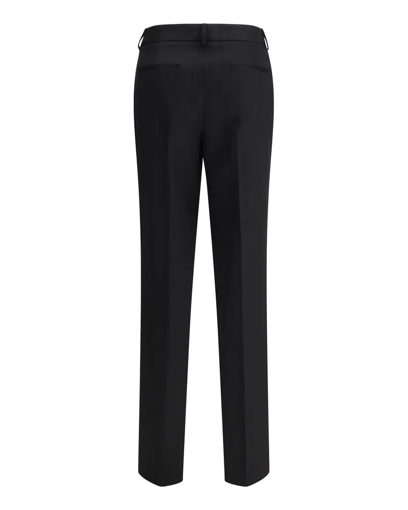 LARDINI Women's Straight Tailored Pants 999 Wool Ovis Aries Trousers Black