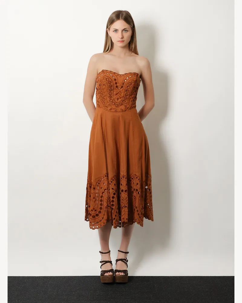 Charo Ruiz Women's Long Dress Marlin Brown Cotton Brown