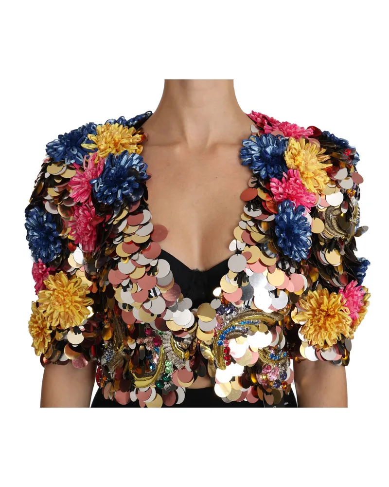 Dolce & Gabbana Women Crystal Sequined Floral Jacket Coat Clothing Multicolor