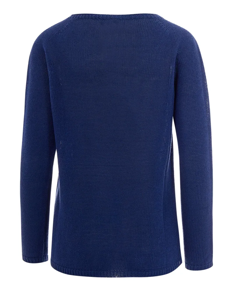 Max Mara Women Knit Jumper Maglia Basic Light Blue Linen Jumpers Sweater 