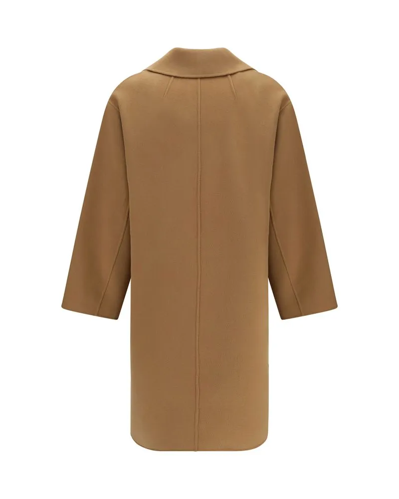 Max Mara Double-Breasted Wool Coat — Beige Beige