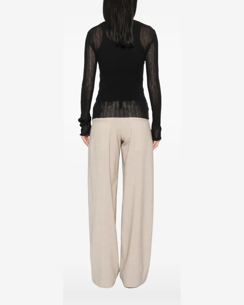 Cortana Mesh-Knit Wool Sweater — Black Black