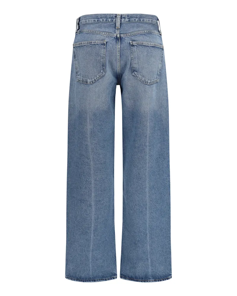 AGOLDE Women's Wide-Leg Creased Jeans Blue Cotton Blue