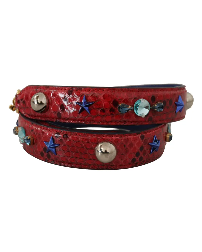 Dolce & Gabbana Women's Red Exotic Leather Crystals Shoulder Strap Python Bag Red
