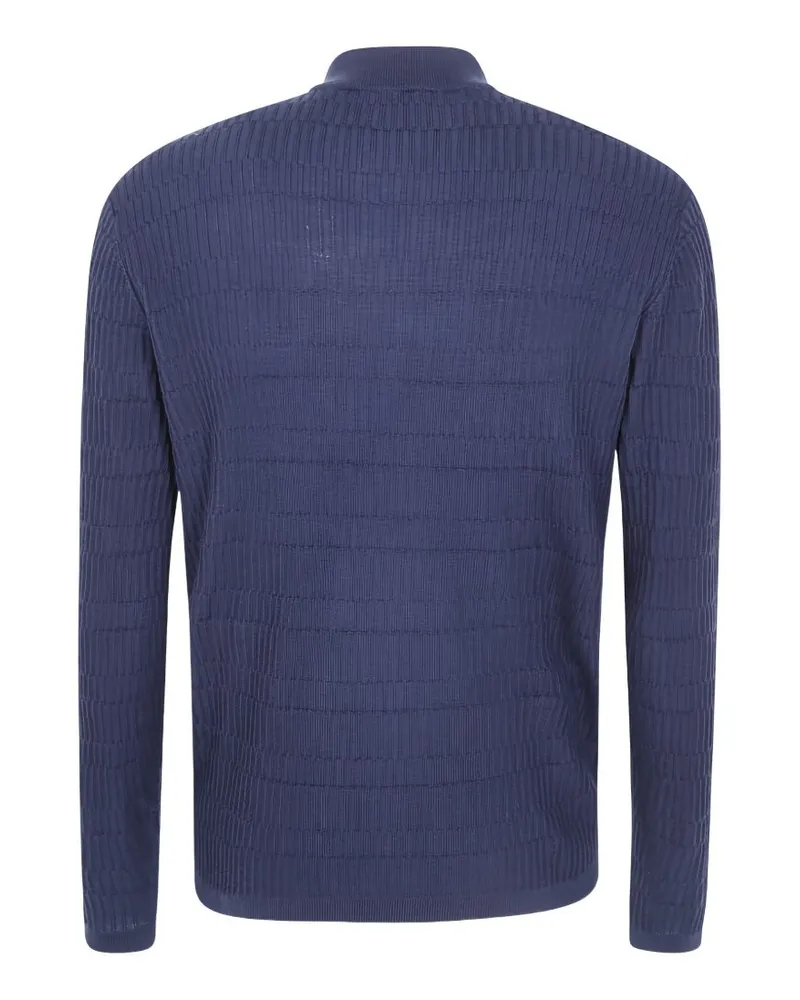 Emporio Armani Wool Ribbed Cardigan — Navy Navy