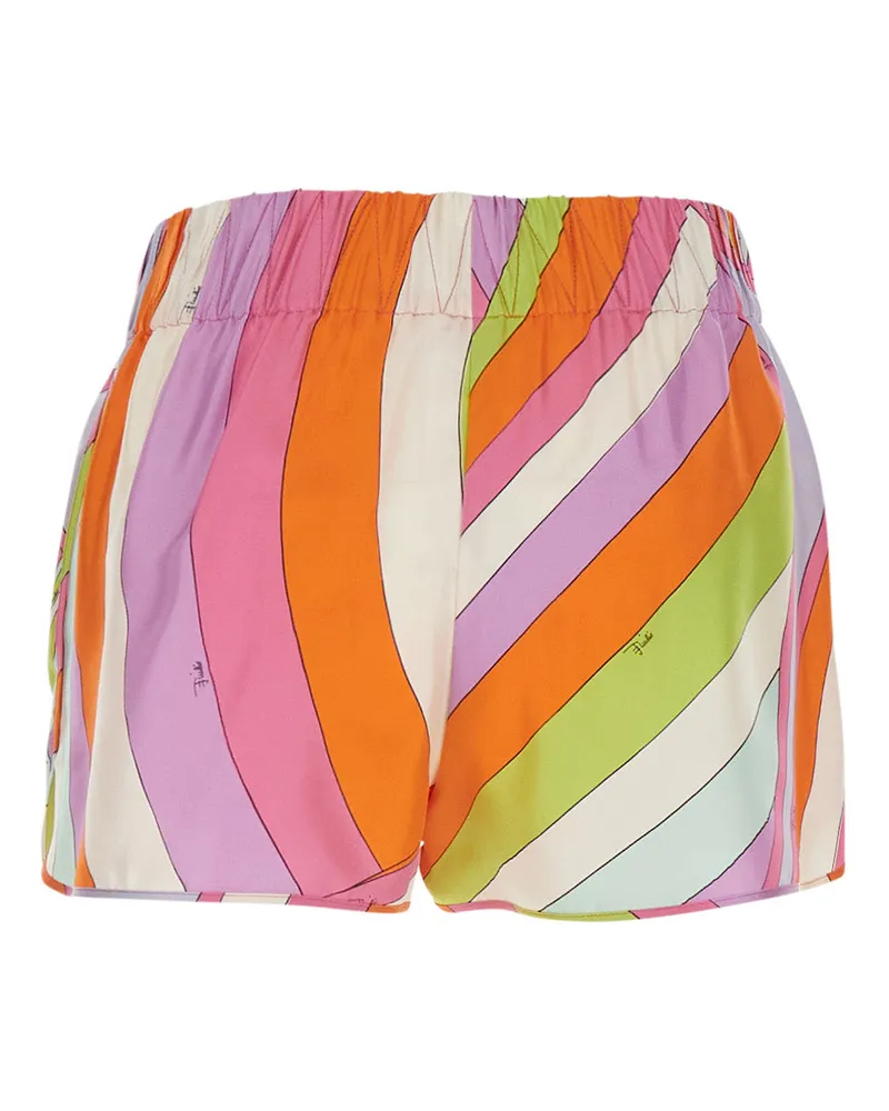 Emilio Pucci Geometric Print Silk Shorts — Multicolor Multicolor