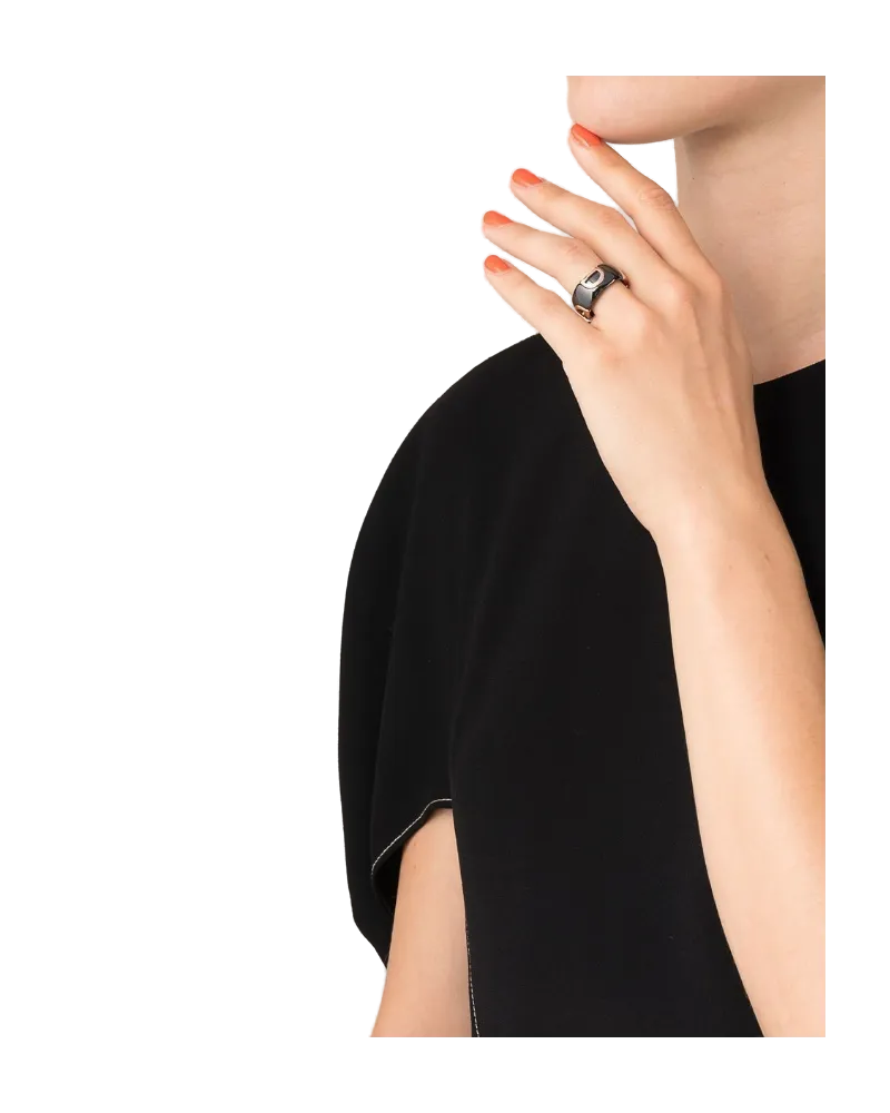 DAMIANI Women's 18kt Rose Gold D.icon Diamond Ring Continuty Black