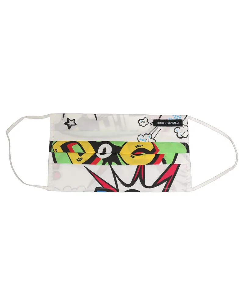 Dolce & Gabbana Comic Print Cotton Face Mask — White White