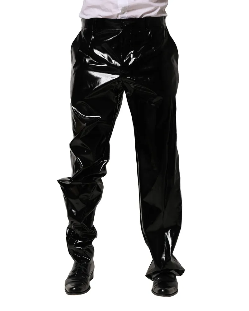 Dolce & Gabbana Black Nylon Straight Men Pants Elastane Black