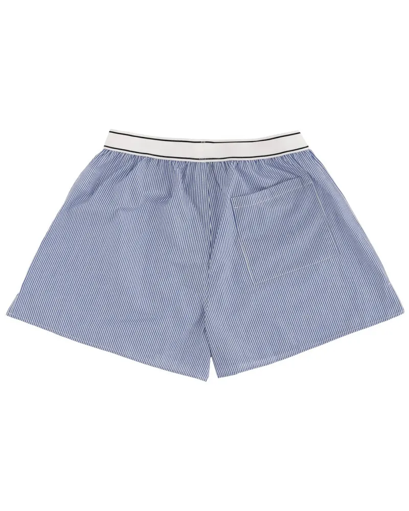 SPORTY & RICH Striped Cotton Shorts — Blue Blue