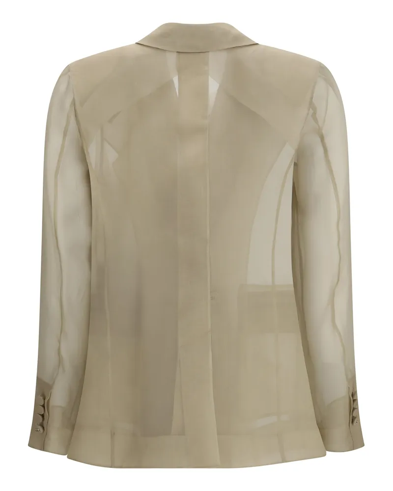 Max Mara Women's Jacket Slogan Silk Organza Sand Beige