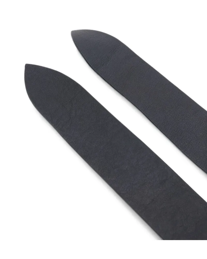 Cortana Grained Leather Pointed-Tip Belt — Black Black
