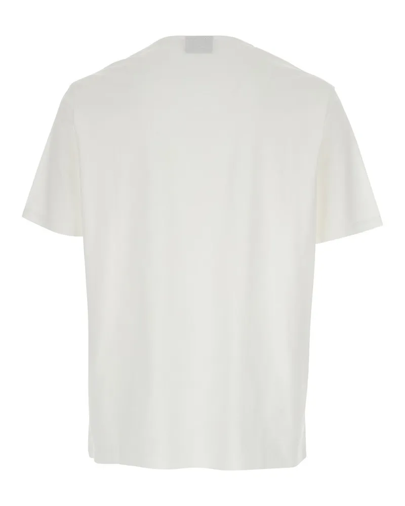 Emporio Armani Men's T-Shirt With Logo Embroidery, White Cotton T-Shirts And Polos White