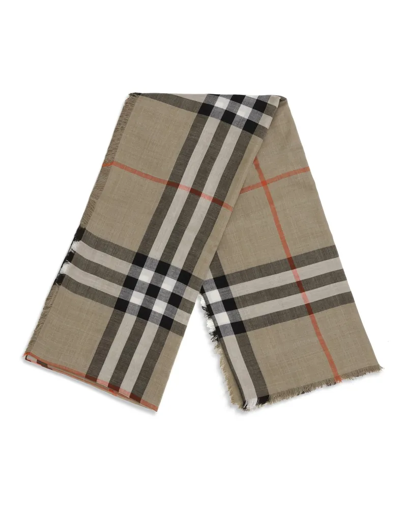 Burberry Men's Check Reversible Wool And Silk Scarf Sand-Vole Brown Ovis Aries Sand/vole Aries; Scarfs Beige