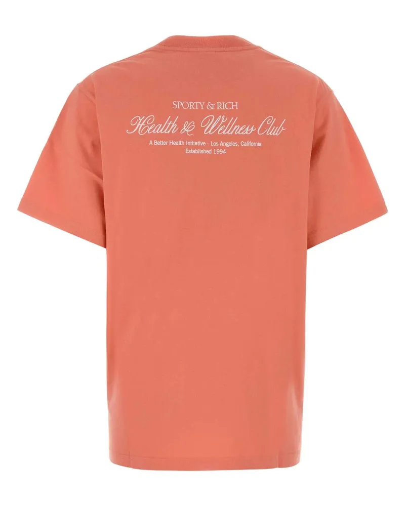 SPORTY & RICH Women's Salmon Cotton T-Shirt Flamingowhite Exterior Exterior: T-shirts And Polos Orange