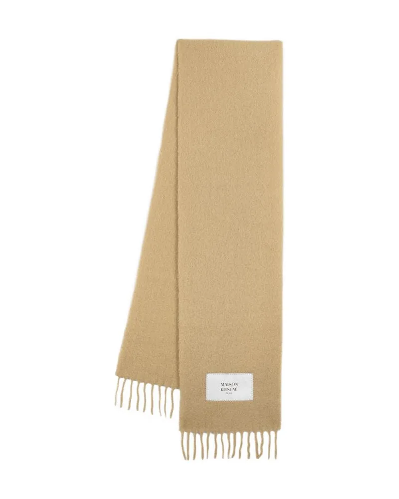 Kitsuné Unisex Baby Scarf -  Wool Brown Accessories Beige