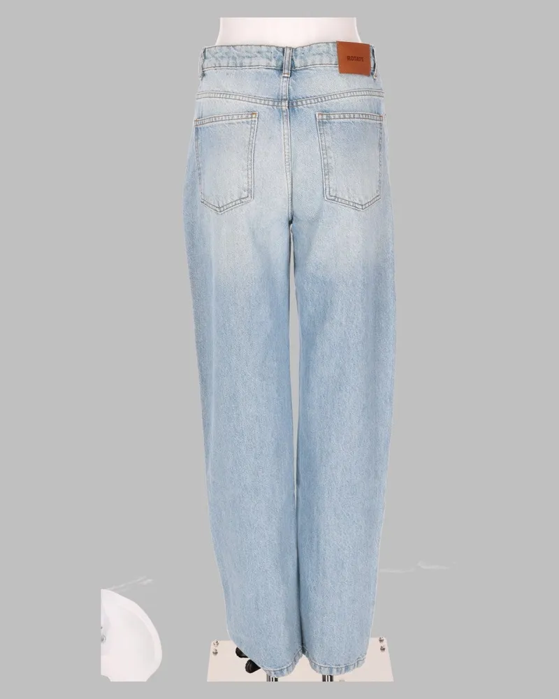 ROTATE Birger Christensen Straight Denim Jeans — Blue Blue