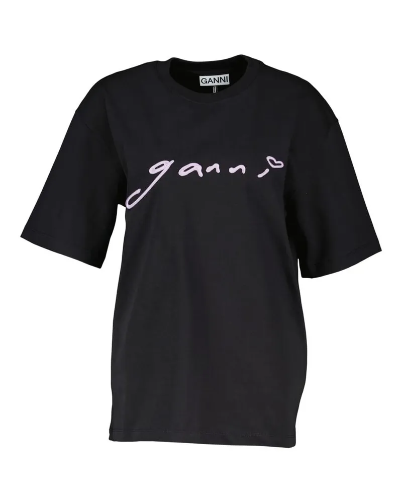 Ganni Women's Relaxed Fit T-Shirt -  Cotton Black Concept-Store Ready-To-Wear Black