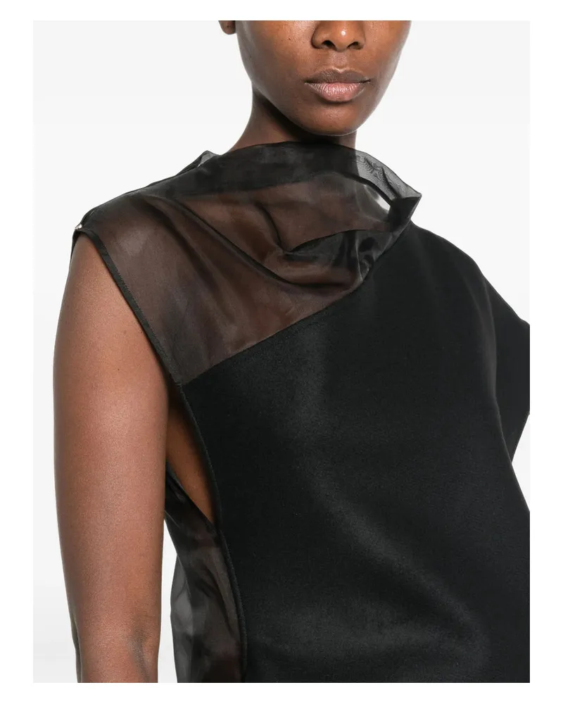 SPORTMAX Asymmetric Draped Virgin Wool Dress — Black 