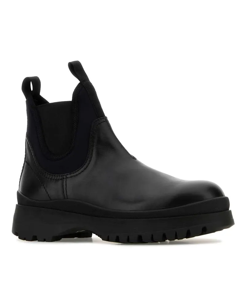 Prada Men's Black Leather Ankle Boots Nero Vitello-Ea Ny Pl Pu Stivali Black
