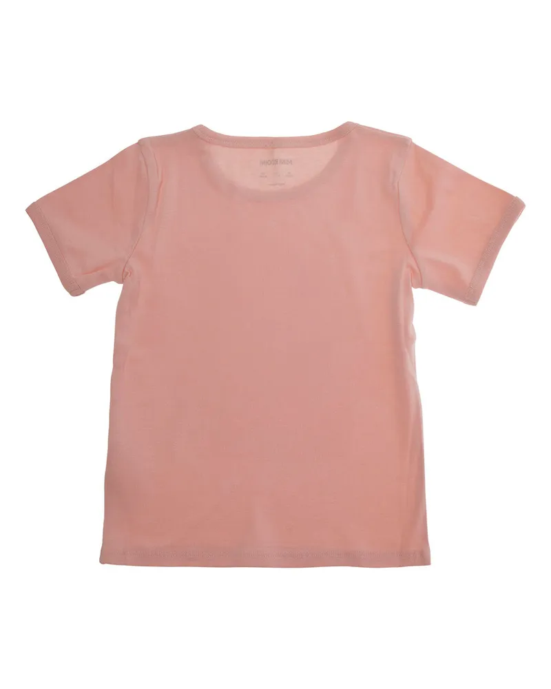 Mini Rodini Unisex Pink Crewneck T-Shirt With Front Maxi Print Cotton T-Shirts And Polos Pink