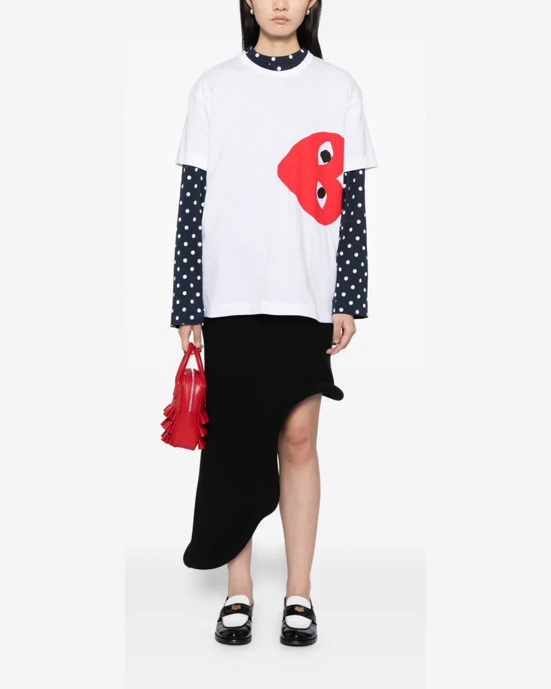 Comme des Garçons Red Heart Graphic T-shirt — White White