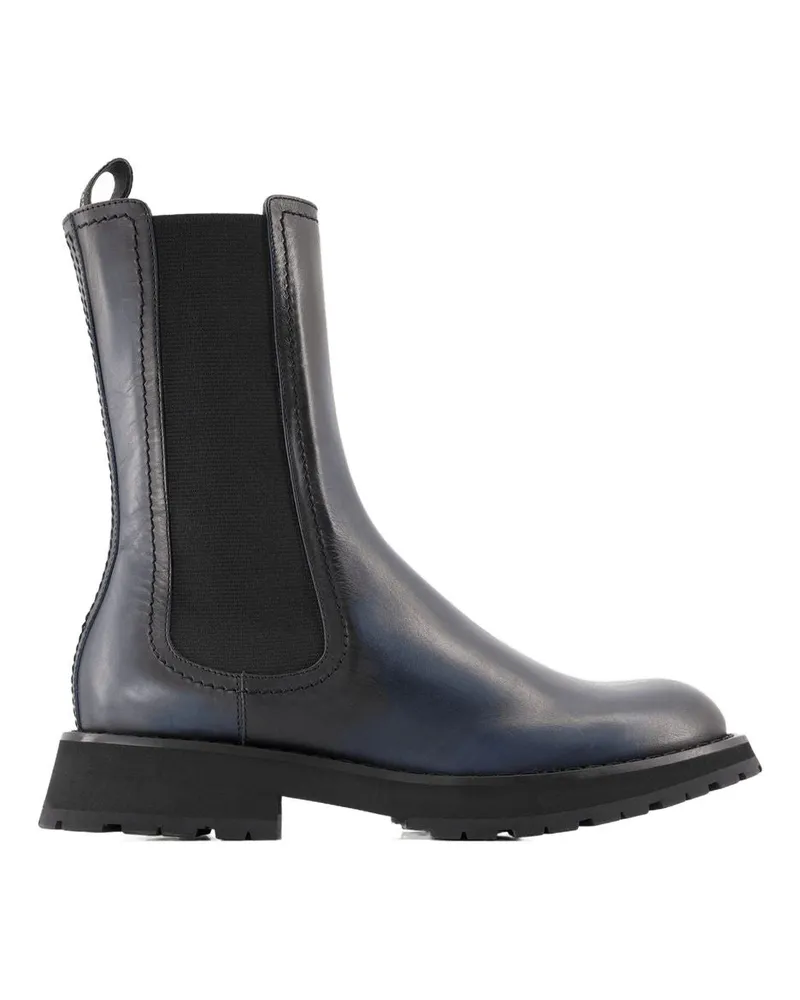 Alexander McQueen Men's Chelsea Boots -  Leather Black Grey Shoes Gray
