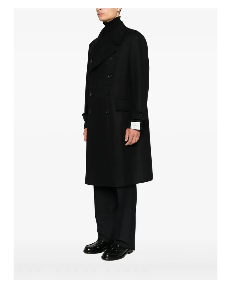 Caruso Double-Breasted Wool-Cashmere Coat — Black Black