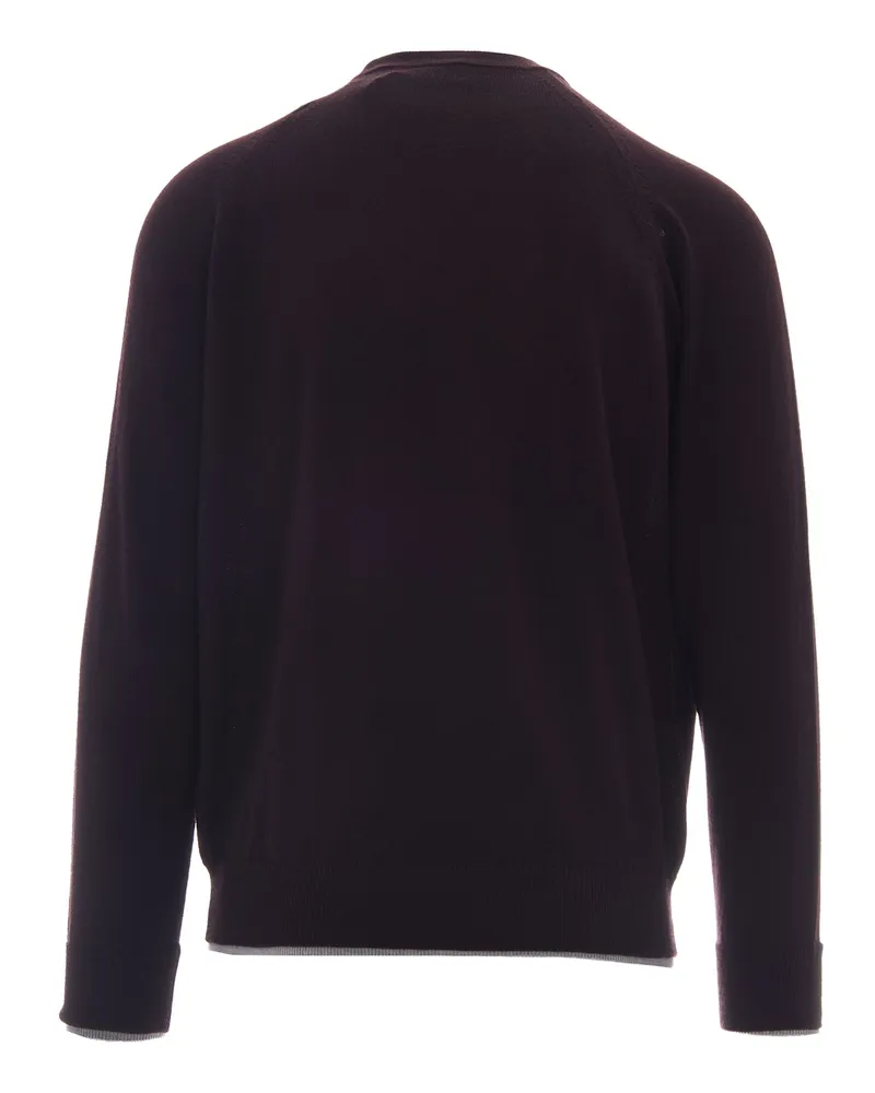 Eleventy Men's Crew-Neck Wool Jumper Burgundy-Light Grey Jumpers Burgundy/light Sweater Burgundy