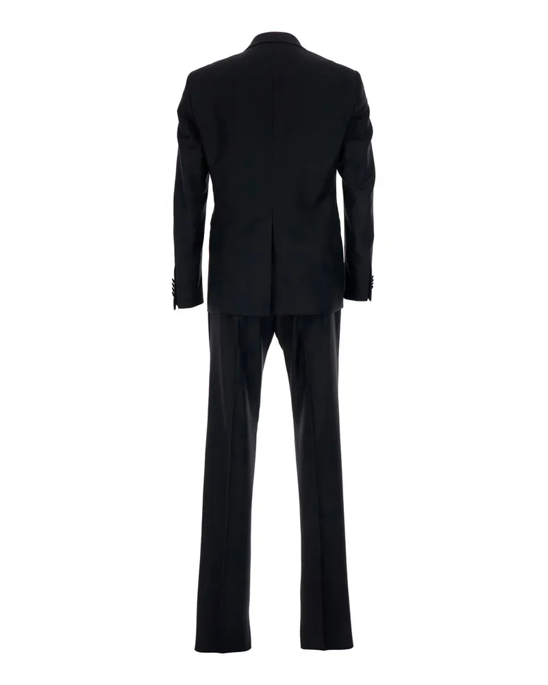 Tagliatore Men's Suit Double-Breasted Black Wool Virgin Suits Black