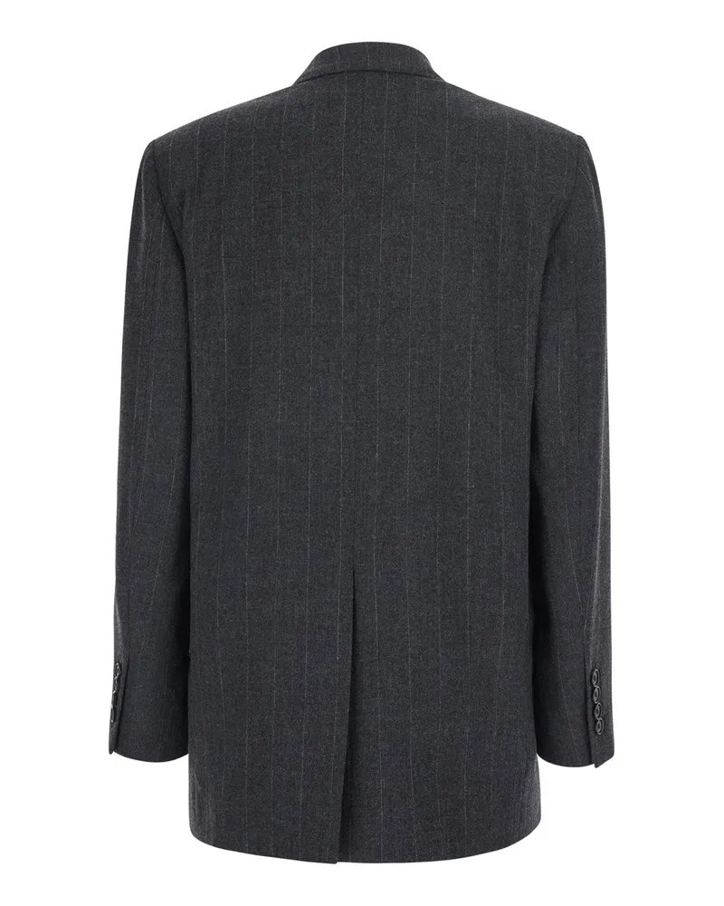 Jucca Women's Double-Breasted Blazer Prince Of Wales Grey Wool Blend Blazers Jacket Gray