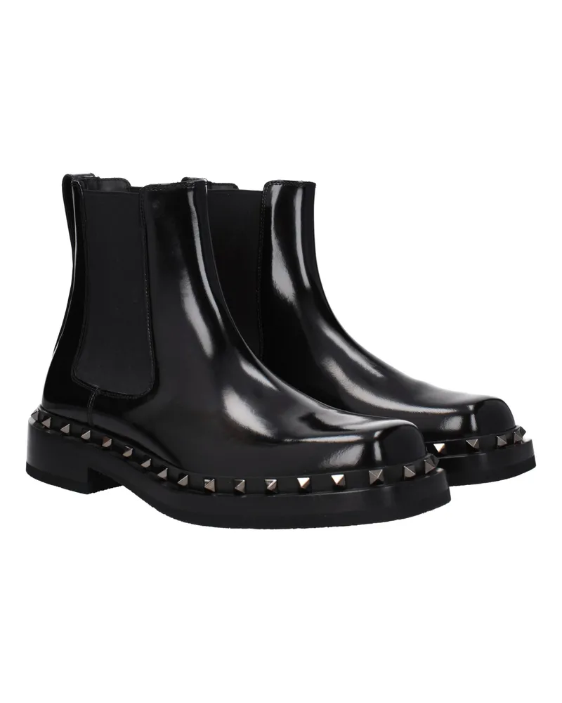 Valentino Garavani Men's Black Leather Ankle Boots Black