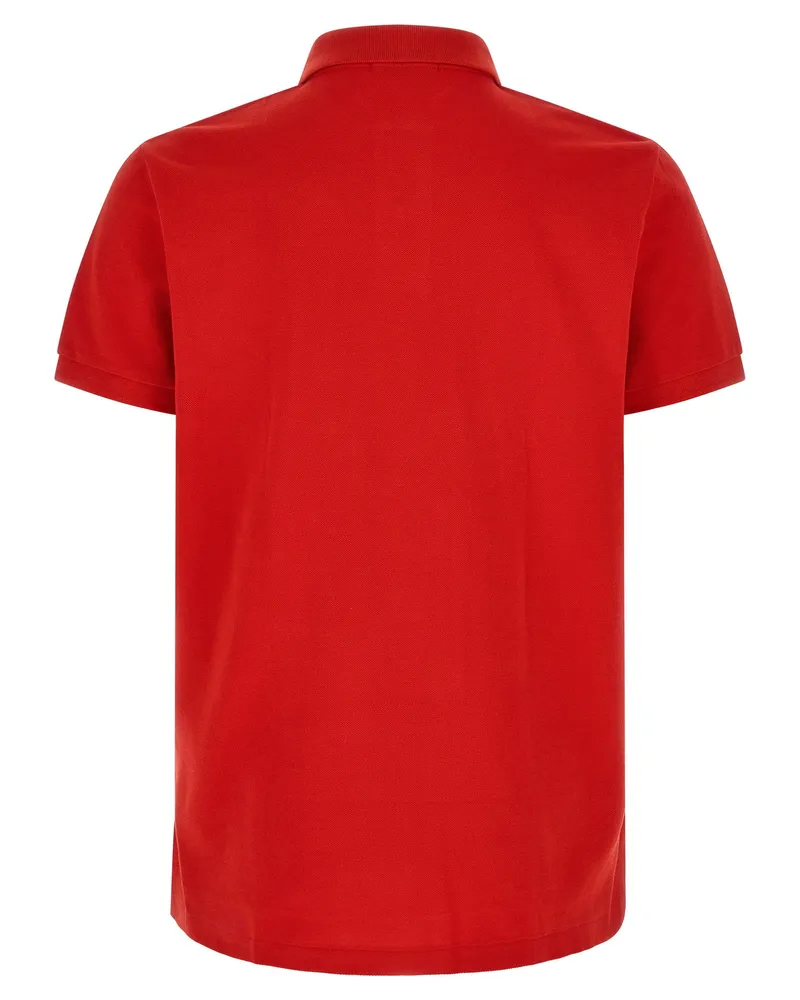 Ralph Lauren Logo-Embroidered Piqué Polo Shirt — Red Red