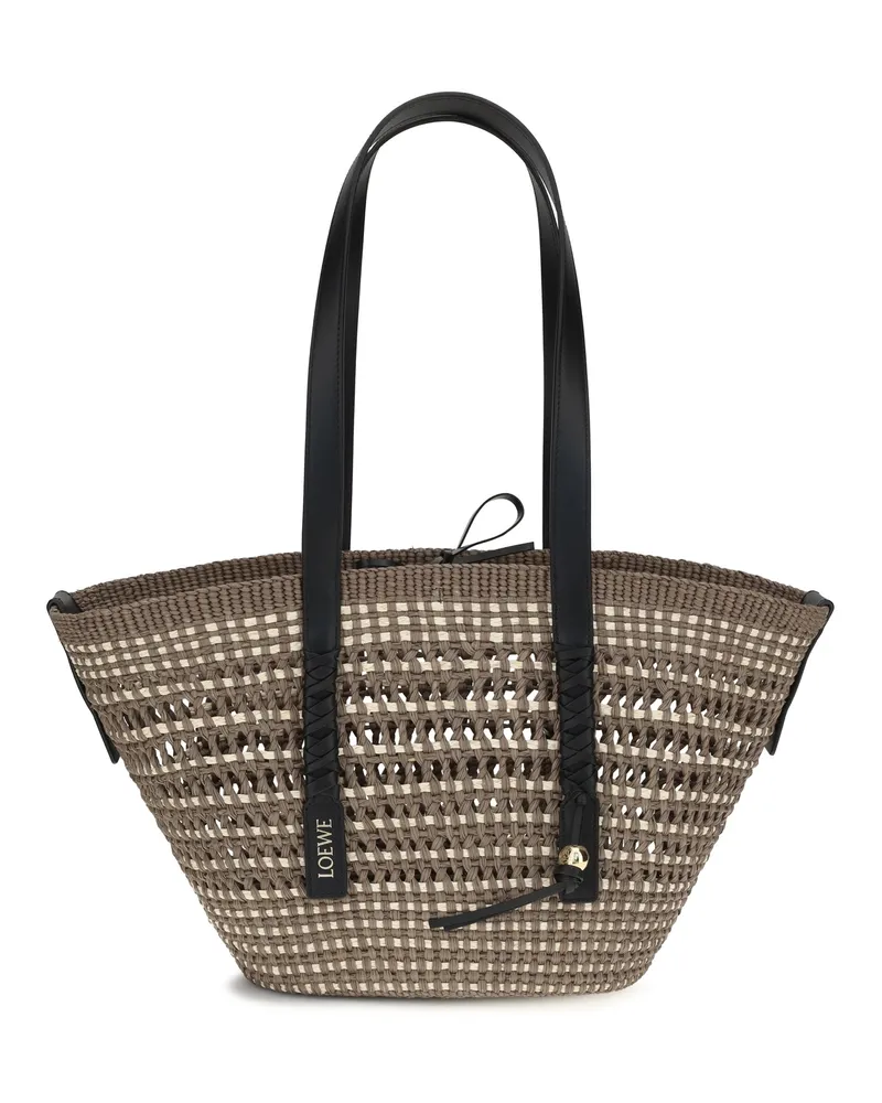 Loewe Women's Shoulder Bag Braid Basket — Iraca Palm & Calfskin Khaki-Natural Straw; Other Materials Bucket Khaki/natural Khaki