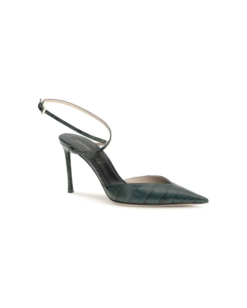 Tom Ford Crocodile-Print Calf Leather Pumps — Bicolor Bicolor