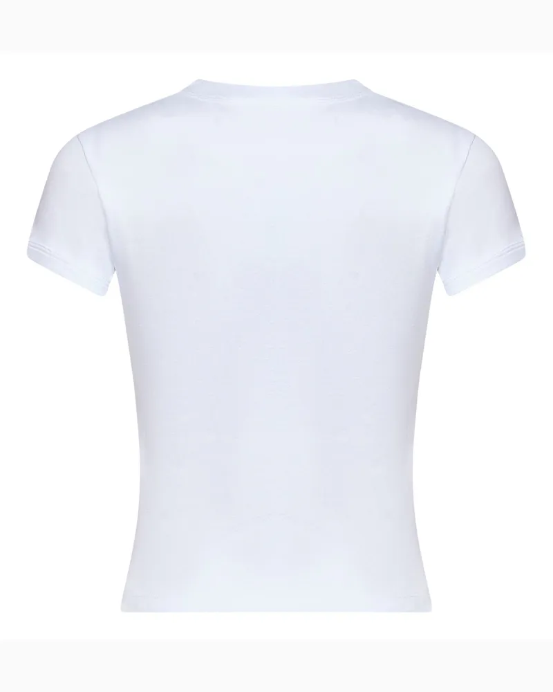Saint Laurent Women's T-Shirt Cassandre Ribbed Cotton White T-Shirts & Jerseys White
