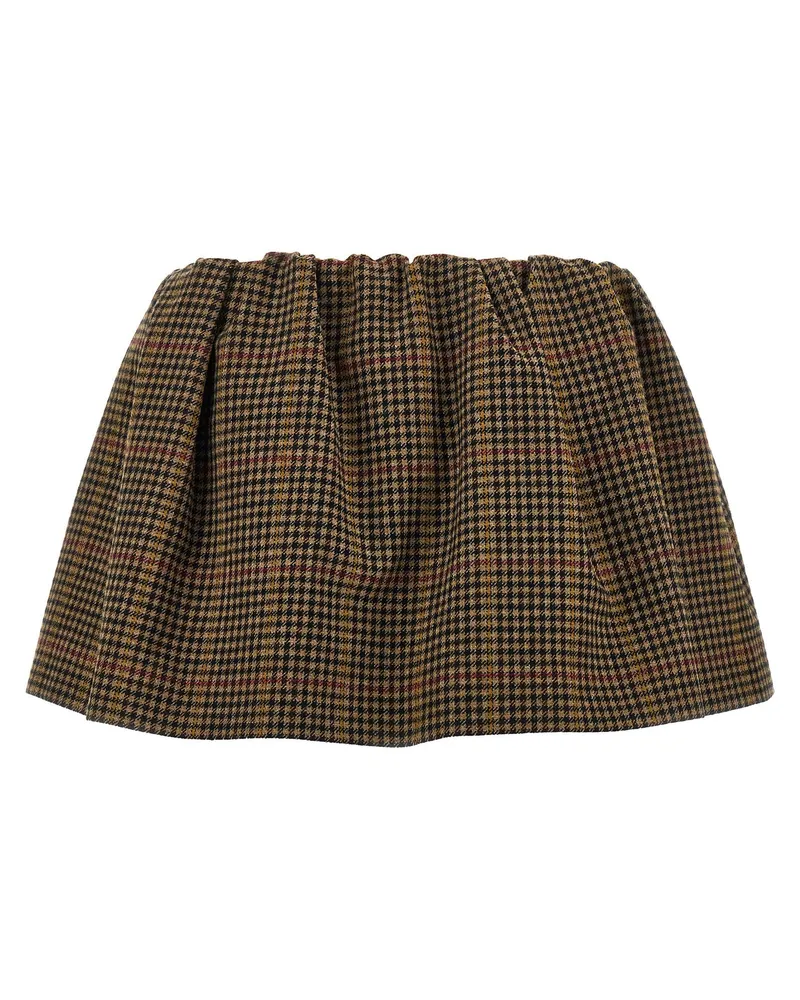 Miu Miu Houndstooth Wool Skirt — Brown Brown