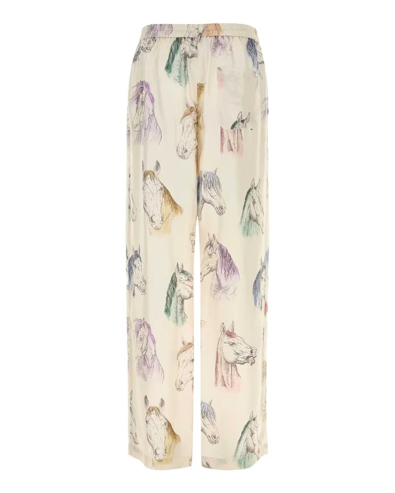 Moschino Horse-Print Trousers — Beige Beige