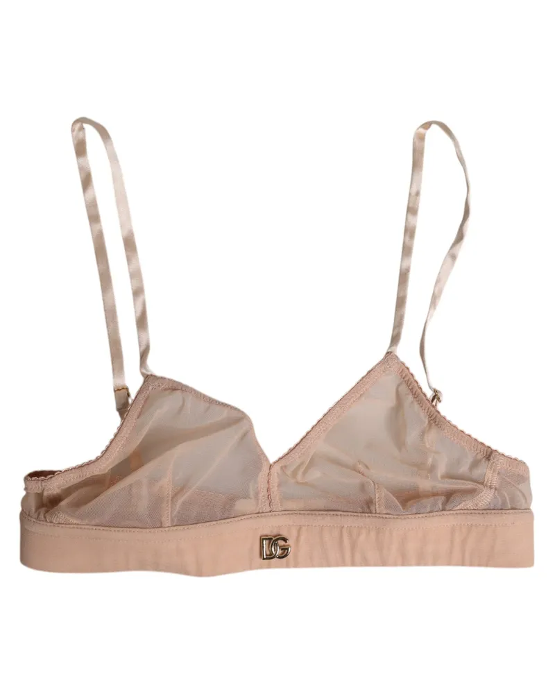 Dolce & Gabbana Women Powder Pink Nylon Dg Logo Non Wire Bra Underwear Elastane Clothing Pink