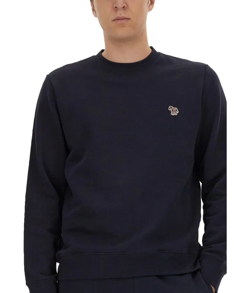 Paul Smith Zebra-Embroidered Sweatshirt — Blue Blue