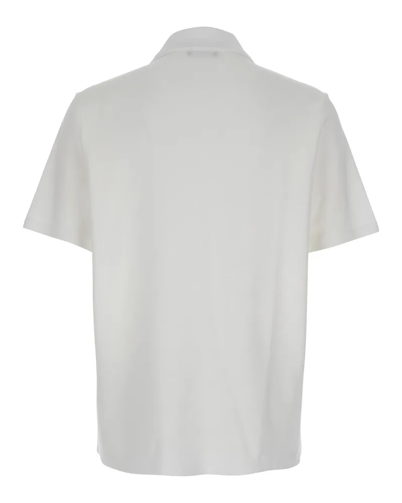 Balmain Men's White Polo Shirt With Coin Print Cotton T-Shirts And Polos White