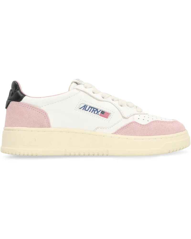 AUTRY Leather and Suede Colorblock Sneaker — White White