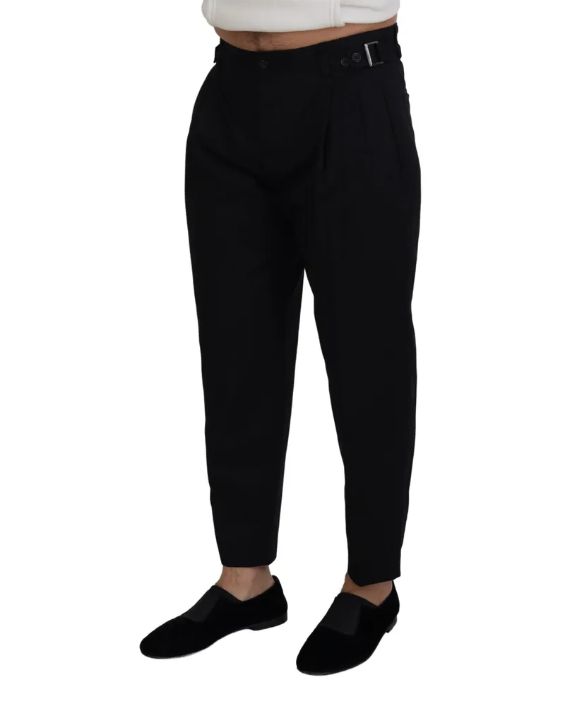 Dolce & Gabbana Men Black Cotton Chino Formal Pants Elastane Black
