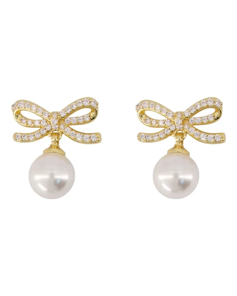 Self-Portrait Women's Bow Pearl Earrings Self Portrait Metal Gold Jewelry-Watches Gold
