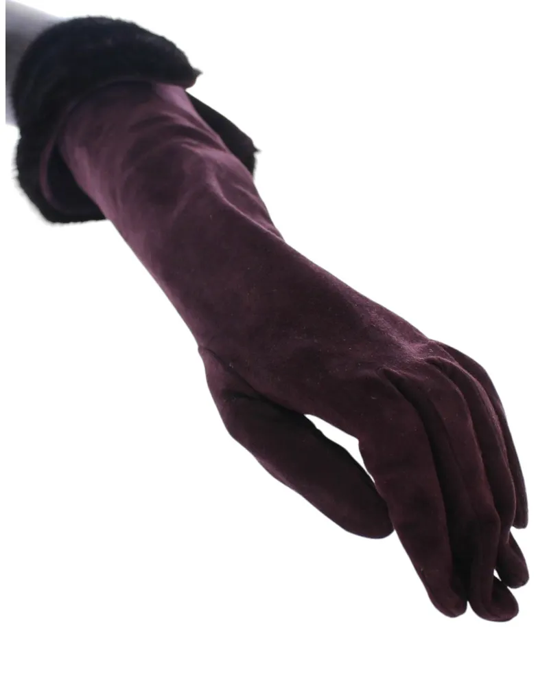Dolce & Gabbana Women's Purple Mink Fur Goatskin Suede Leather Gloves Purple