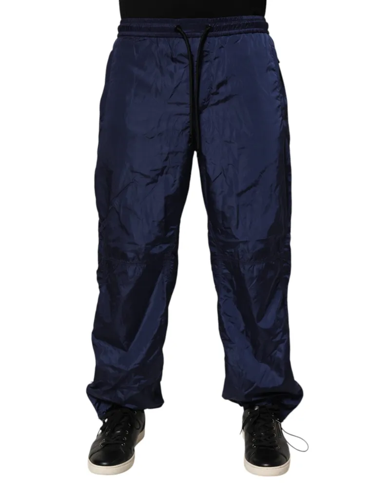Dolce & Gabbana Men's Blue Nylon Straight Jogger Sweatpants Pants Blue