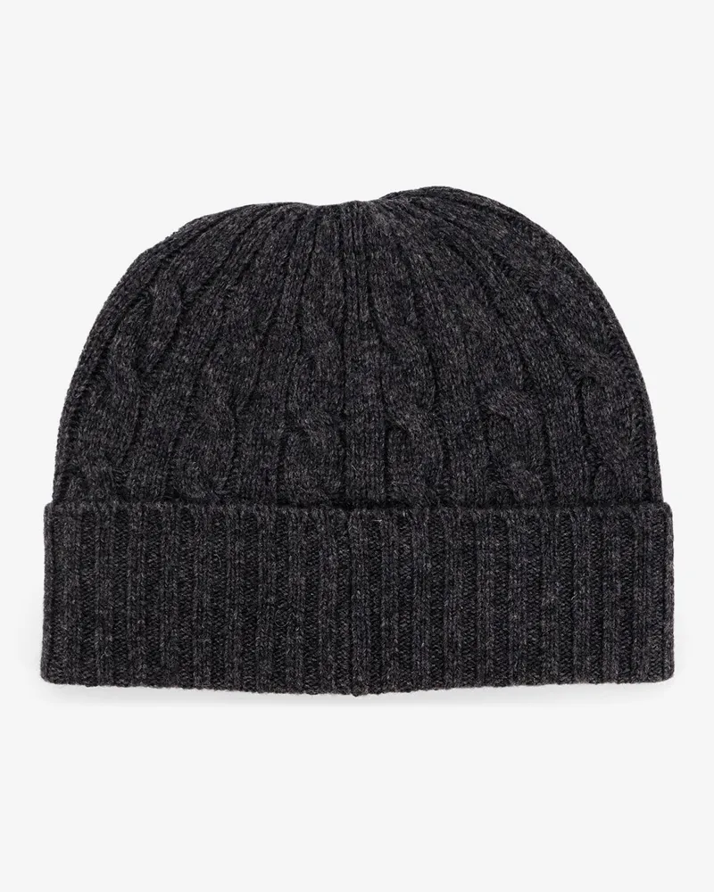 Ralph Lauren Men's Wool Blend Cable Knit Beanie Hat Grey Gray