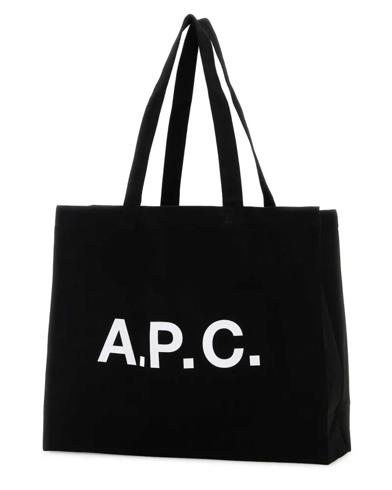 A.P.C. Unisex Black Canvas Diane Shopping Bag Cotton Borse A Mano Black
