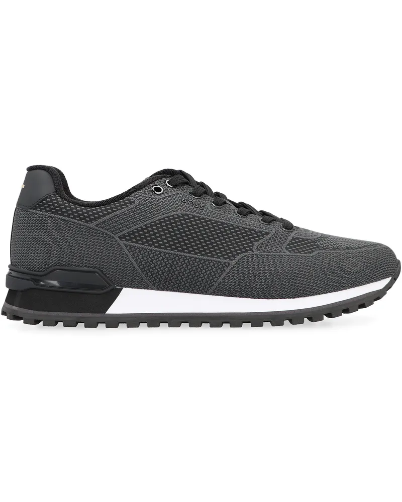 HUGO BOSS Men's Low-Top Parkour Sneakers Grey Polyester Trainers Gray