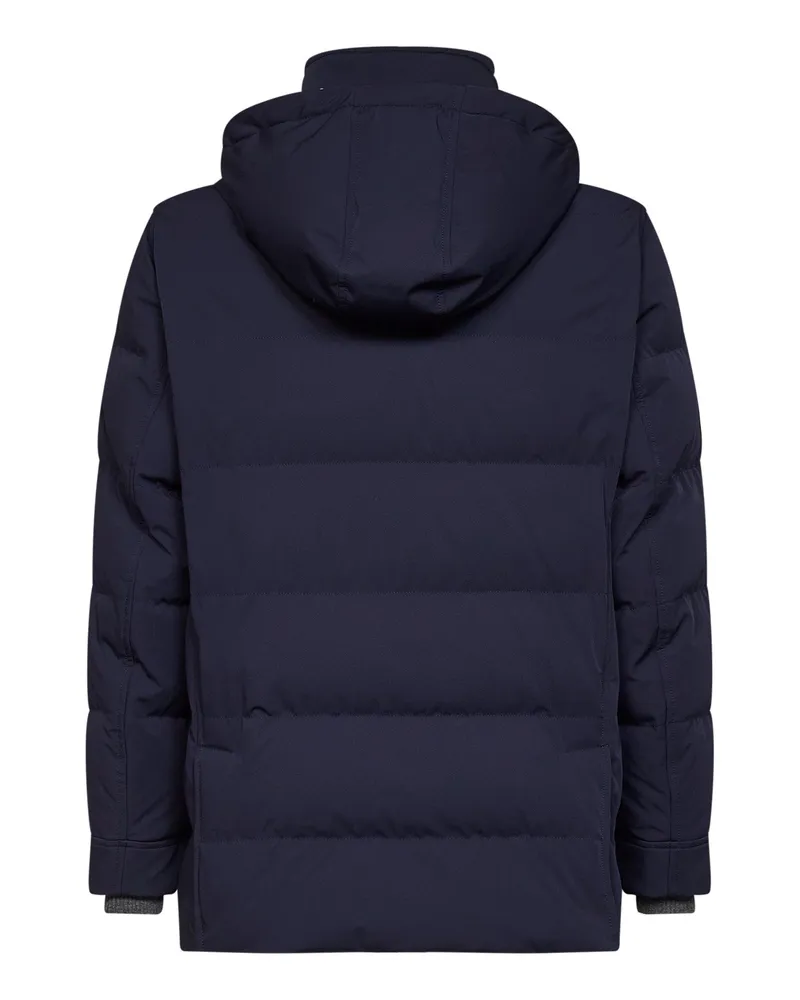 Brunello Cucinelli Men's Parka Bonded Nylon Padded Cobalt Blue Polyamide & Down Jackets Navy